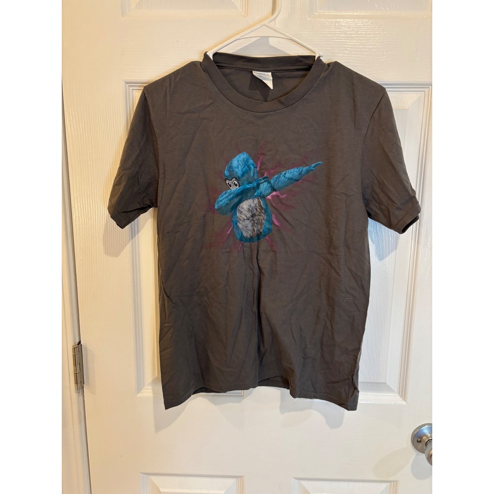 🤯4/$15 Port & Company‎ Youth T-Shirt Large Gray Graphic Dabbing Ninja Tee